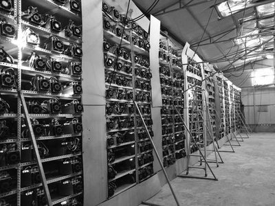 Smart ASIC-powered mining farm with AI thermal management optimizing efficiency in real-time
