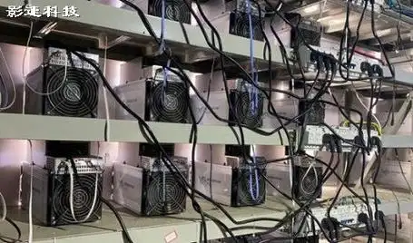 A detailed view of a mining rig setup in a professional hosting environment, emphasizing secure and efficient operations